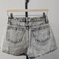 Blue B - Crystal Embellished Acid Wash Shorts