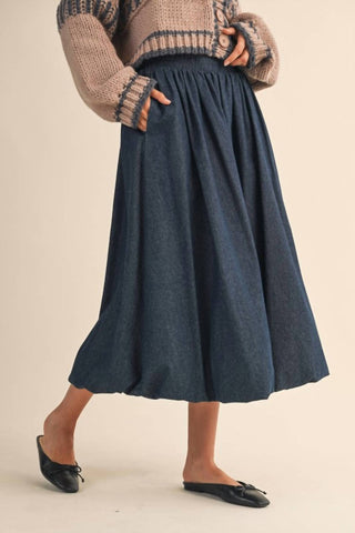 Klesis - Denim Balloon Midi Skirt