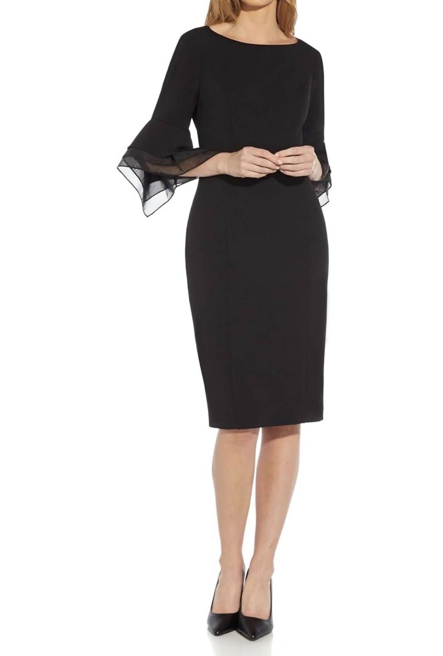 Adrianna Papell - Knit Crepe Tiered Sleeve Dress