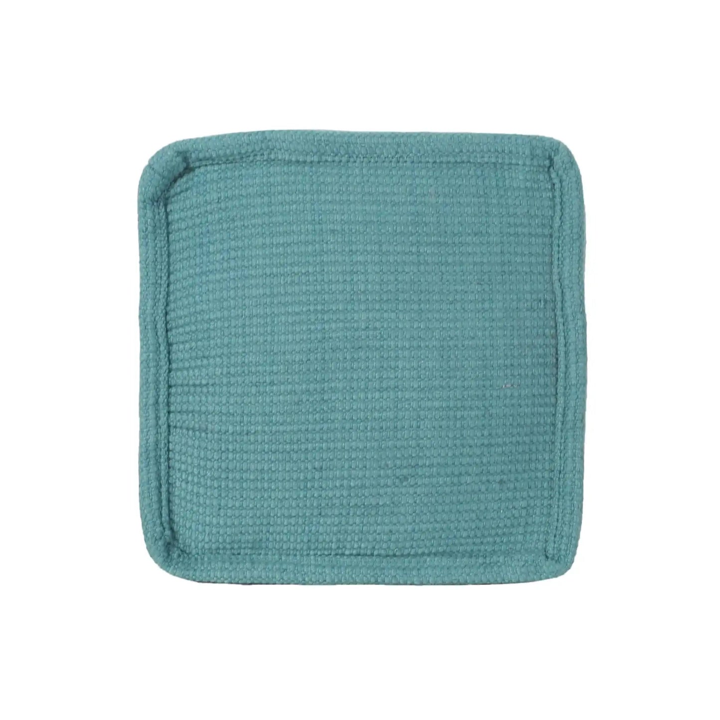 Hansolo Yarn Square Pouf Ottoman Or Floor Cushion - Teal