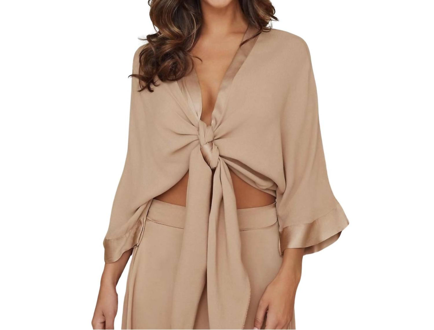 Milio Milano - Three Quarter Sleeve Drapy Tie Top