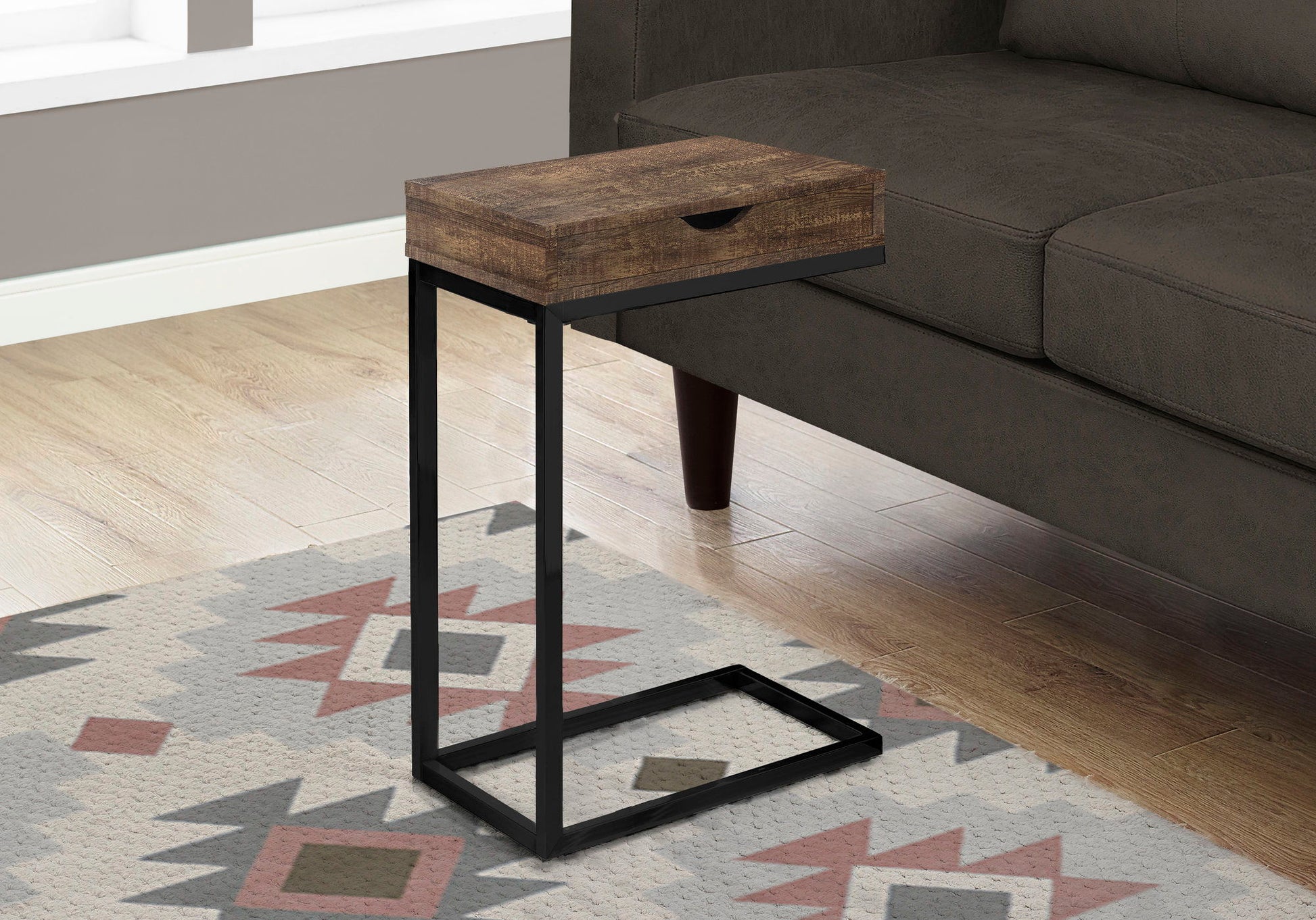 Accent Table, C-Shaped, Modern - Brown