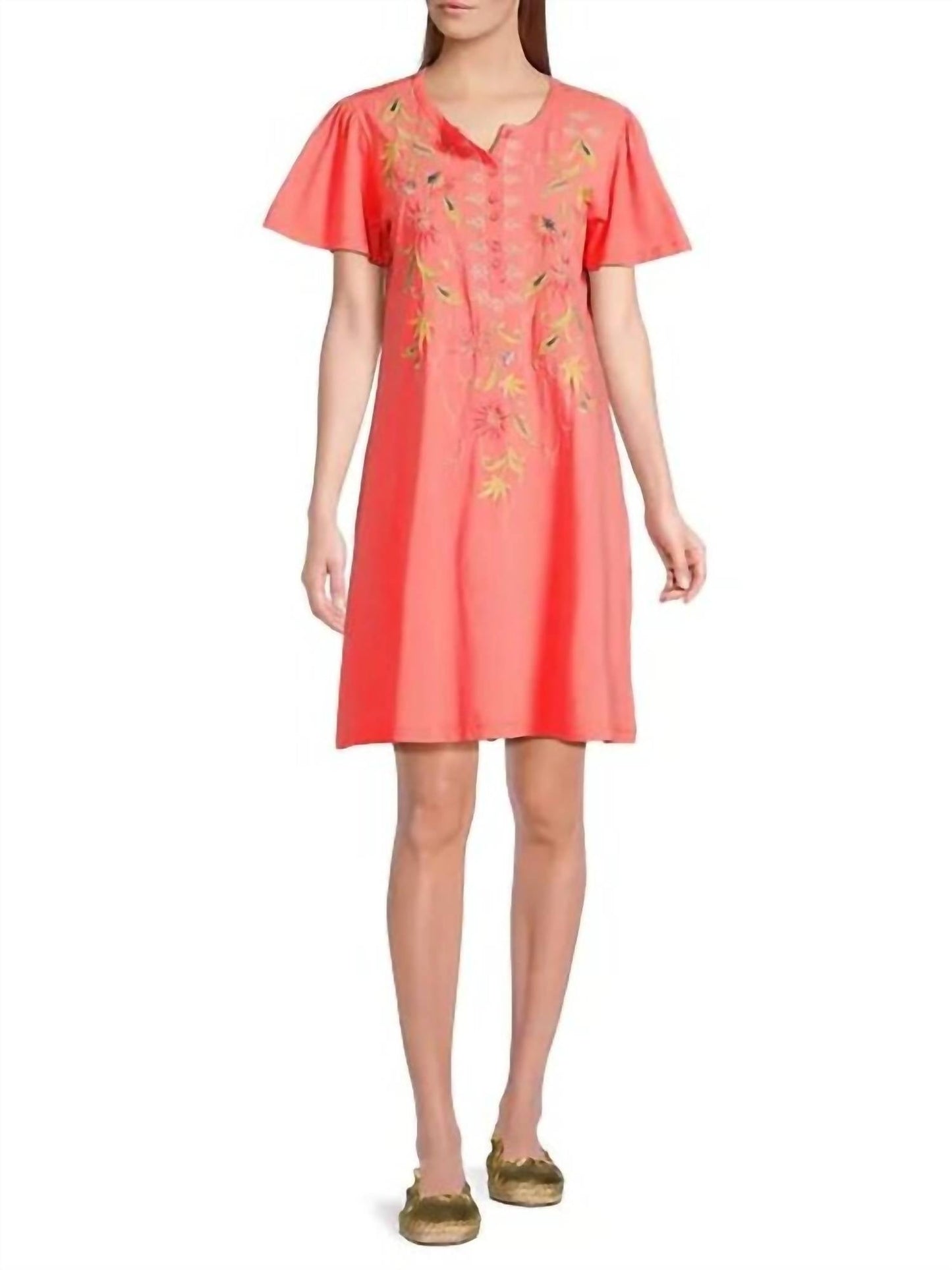 Johnny Was - FLUTTER SLEEVE HENLEY DRESS CALISTA