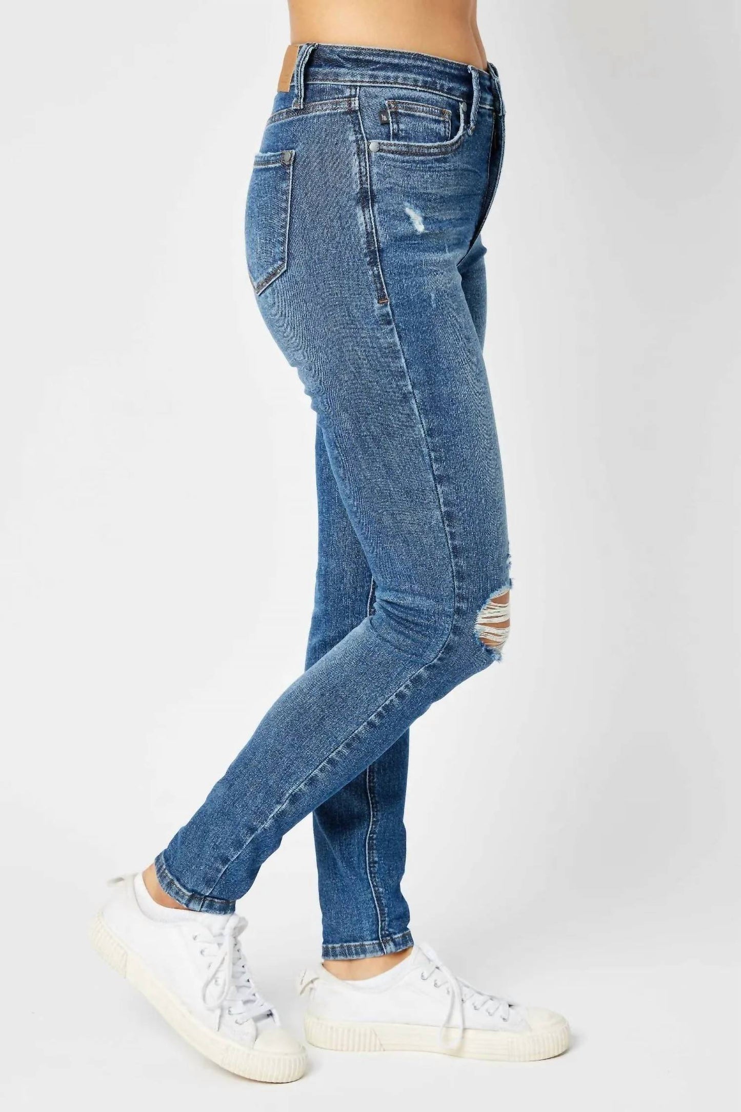 Judy Blue - Mid-Rise Tummy Control Destroy Skinny Jean