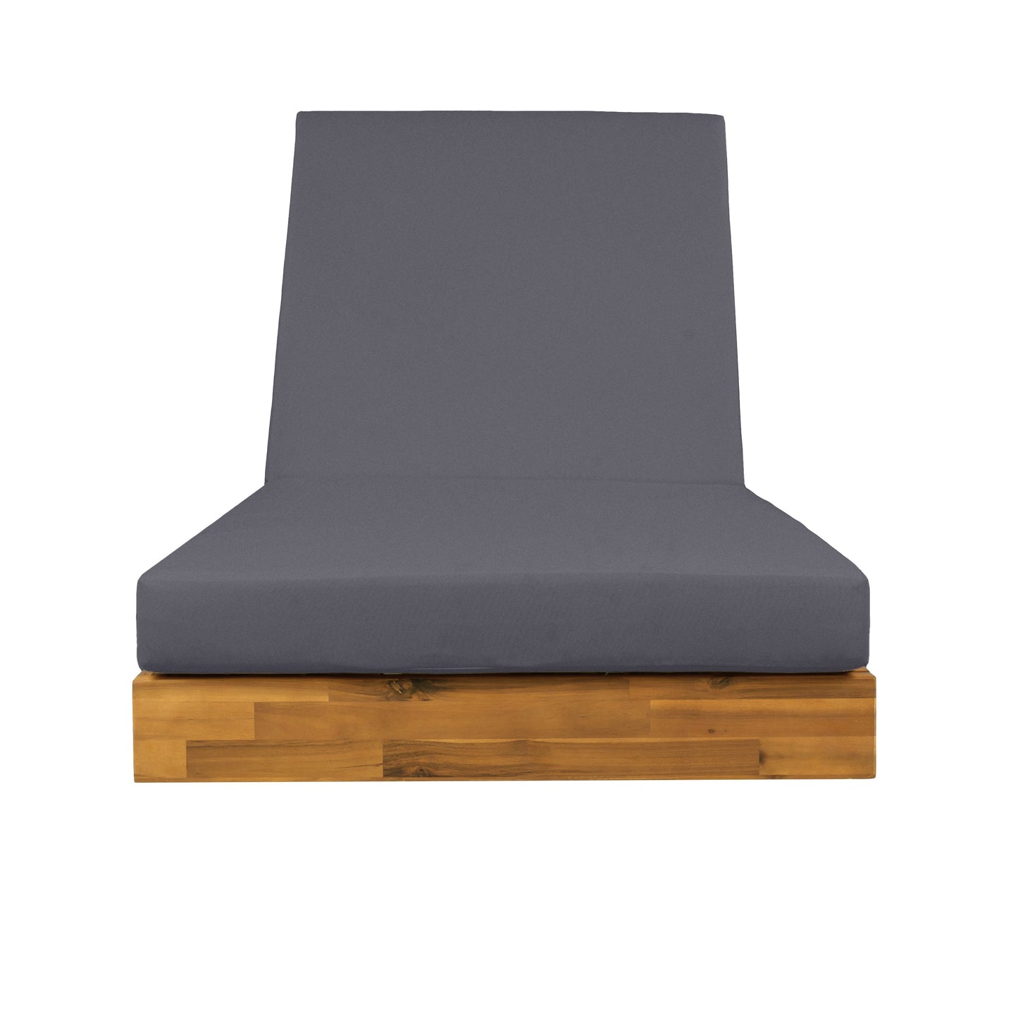 Acacia Wood Chaise Lounge with Cushion - Teak Finish