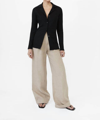 Dāl The Label - Rib Knit Collared Cardigan