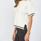 Fate - Slide Slit Boxy Short Sleeve Sweater