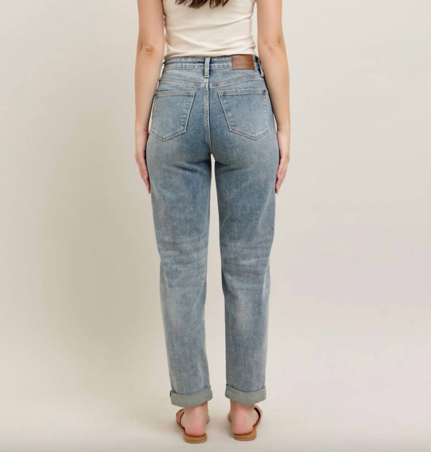 Judy Blue - High Waist Double Roll Cuff Boyfriend Jeans