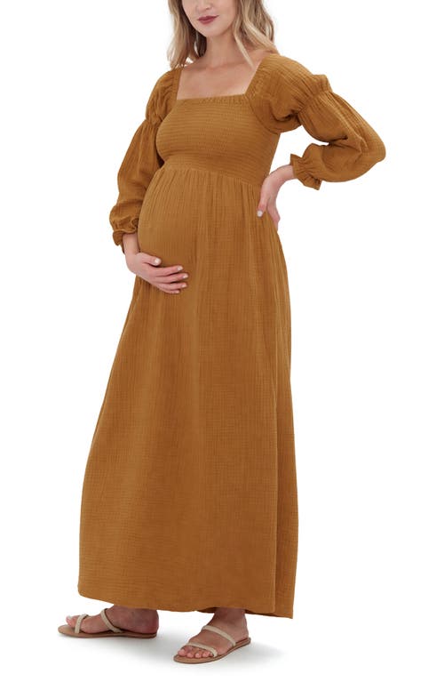 Ingrid & Isabel Smocked Long Sleeve Maternity Maxi Dress