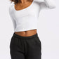 Bandier - Rivington Ribbed Long Sleeve Scoop Neck Crop Top
