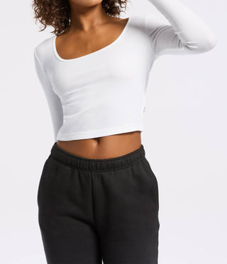Bandier - Rivington Ribbed Long Sleeve Scoop Neck Crop Top