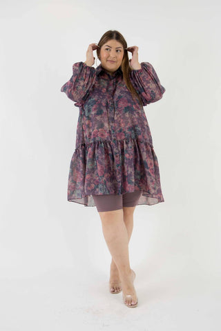 Sante Grace - Floral Voile Tunic Top - Plus Size