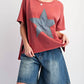 Easel - Star Studded Patch Mineral Washed Top - Plus