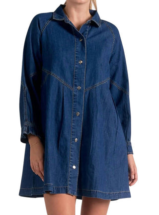 Elan - Button Down Denim Long Sleeve Dress