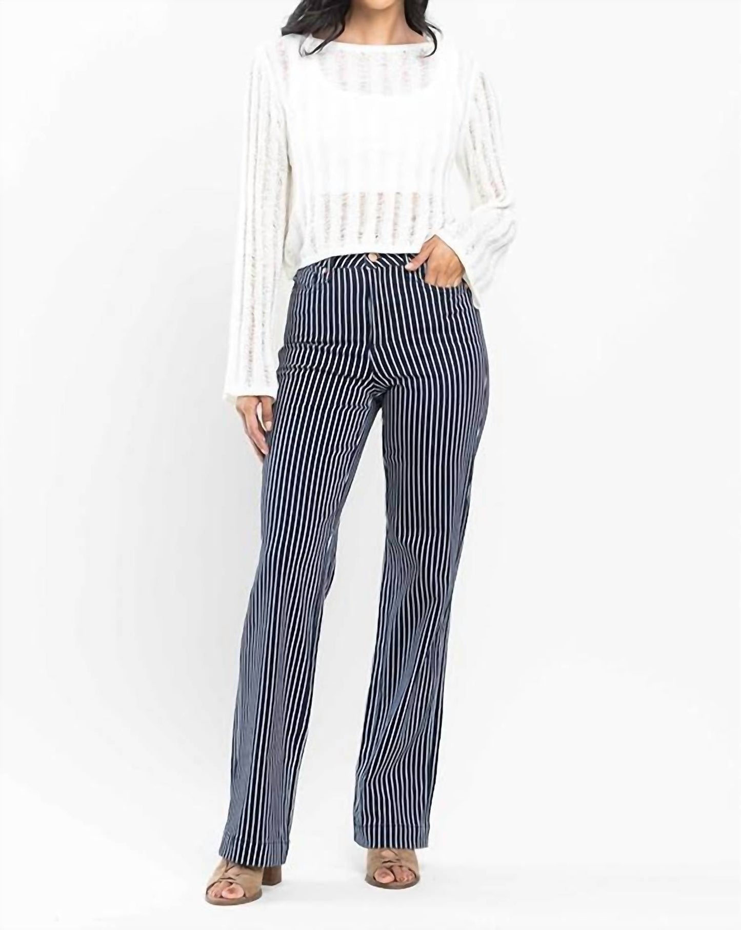 Judy Blue - High Waisted Tummy Control Striped Straight Jean