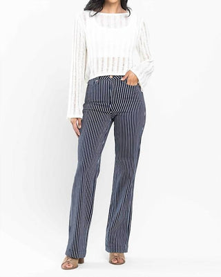 Judy Blue - High Waisted Tummy Control Striped Straight Jean
