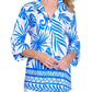 Multiples - Flounce Sleeve Print Jacket (petite Size)