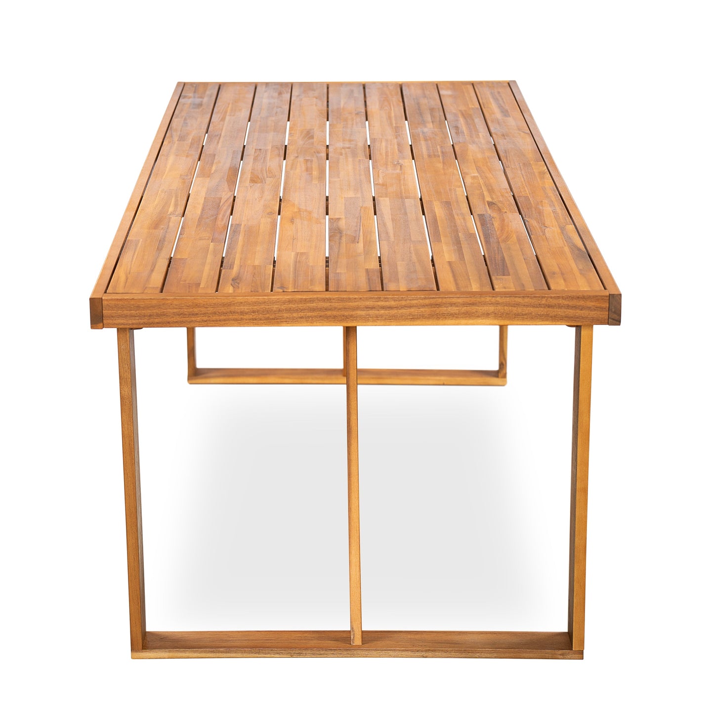 7 Pieces Acacia Wood Outdoor Dining Set, Modern 6 Chairs & 1 Large Table