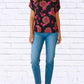 Diva Usa - Floral Print Short Sleeve Blouse