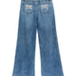 Tractr - Girls Back Pocket Bow Embroidery Wide Leg Jean