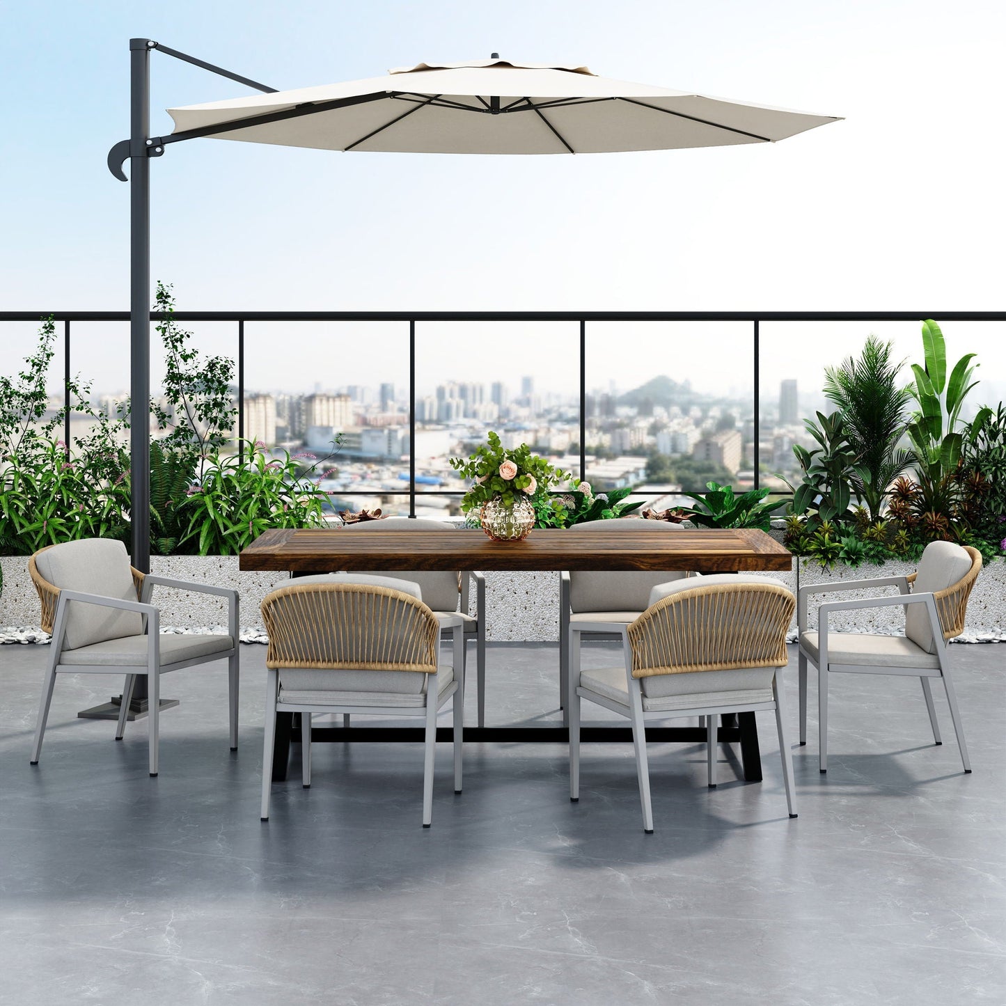 Outdoor Dining Chair (Set of 2) Wicker Rattan Woven Patio Chairs, Waterproof Seating - Gray