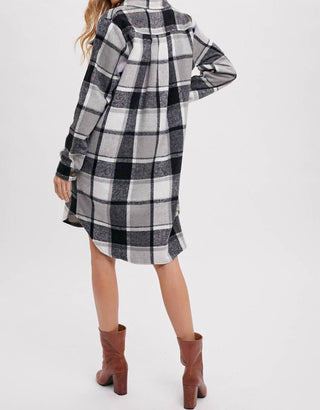 Bluivy - Women's Flannel Plaid Longline Shacket