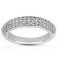 14k White Gold Triple Multi-Row Micro- Pave Diamond Wedding Ring Band