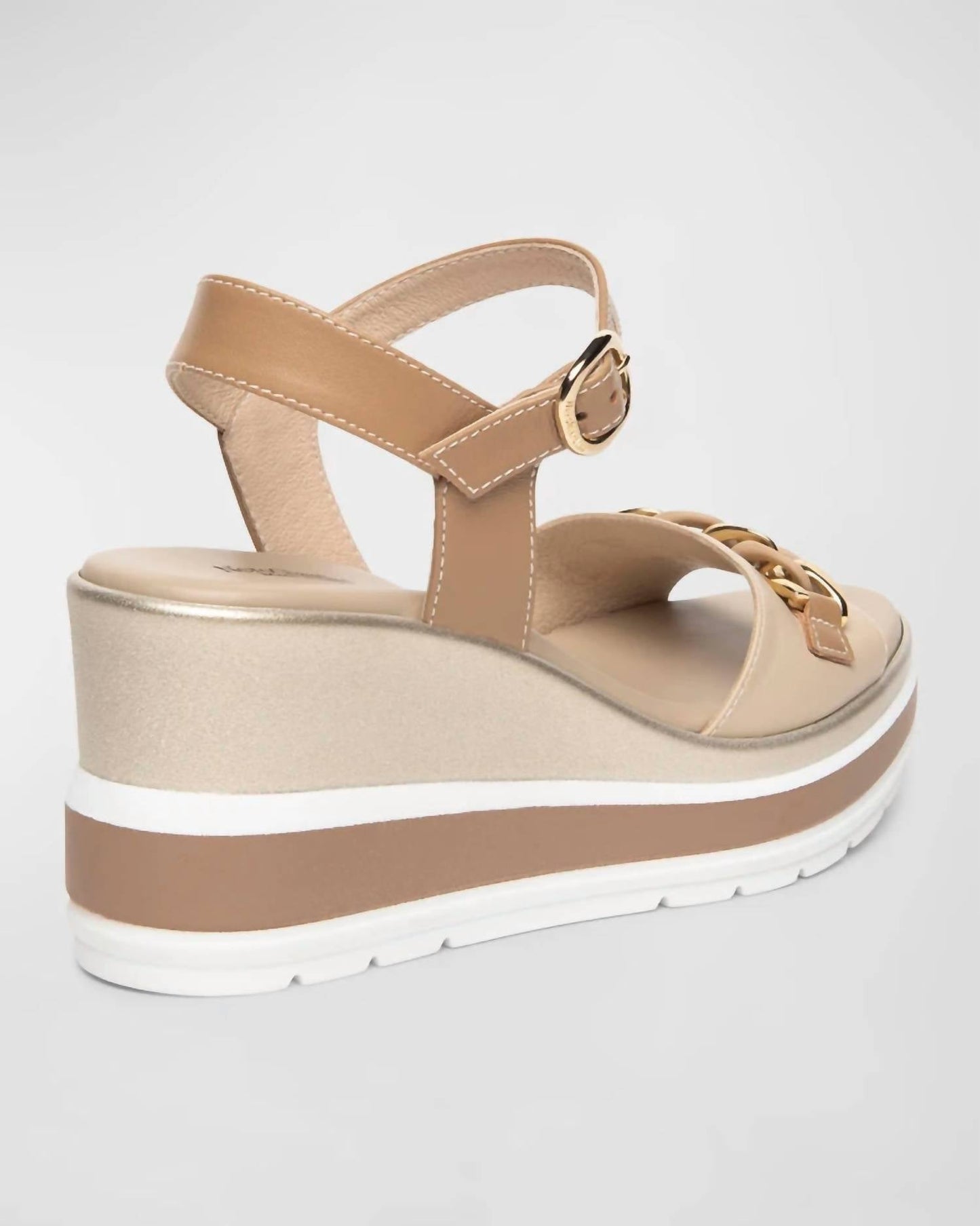 Nerogiardini - Women's Leather Chain Wedge Platform Sandals