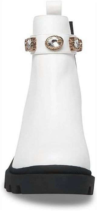 Steve Madden - Women's Amulet White Gold Stone Fashion Chelsea Platform Block Heel Boots
