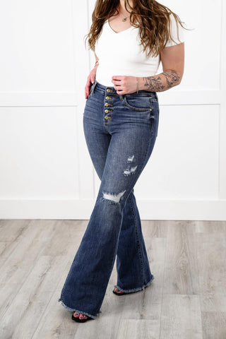 Judy Blue - Mid Rise Button Fly Flare Jeans