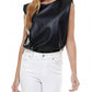 Tcec - Tammy Pleather Sleeveless Power Shoulder Top