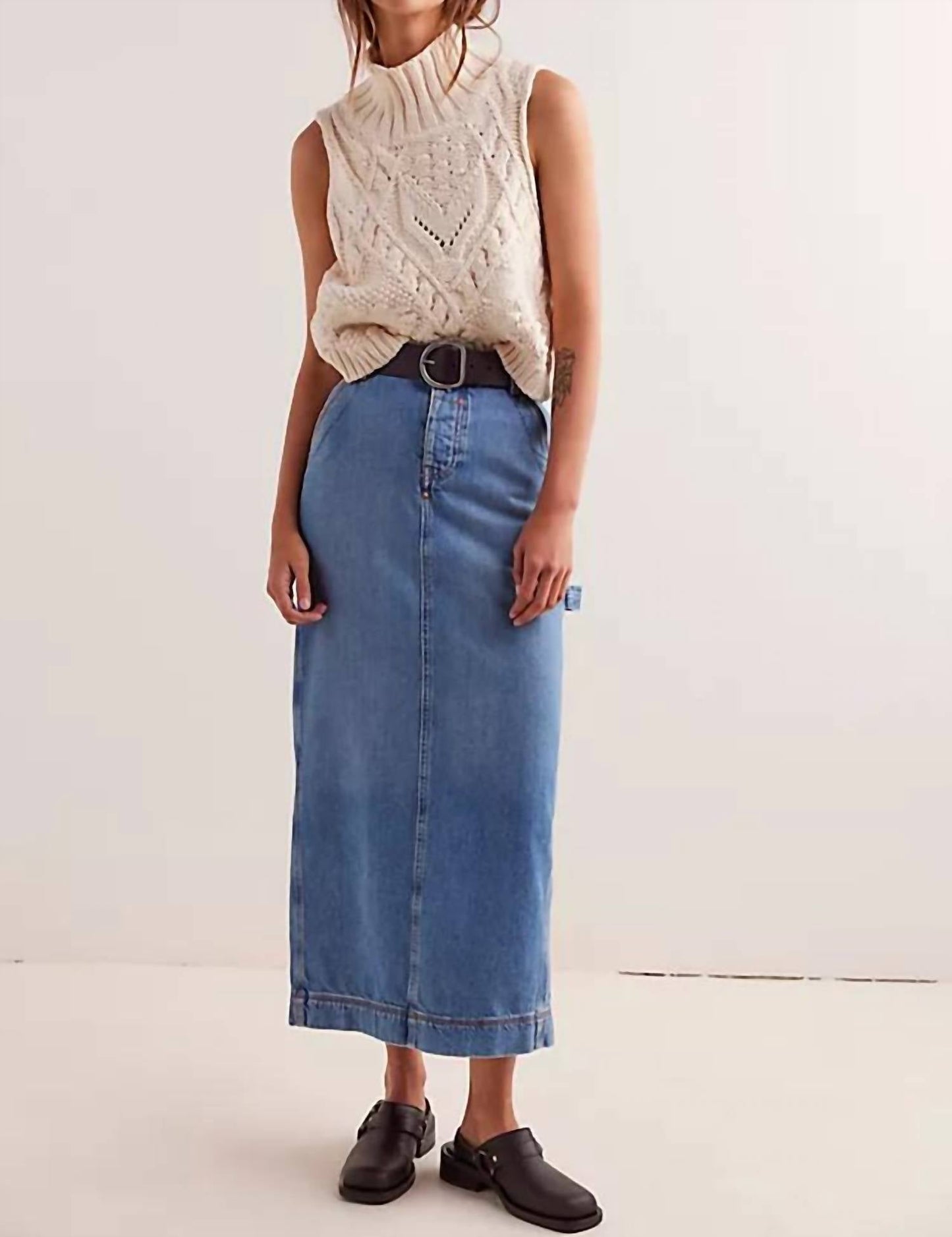 Free People - Francisco Denim Maxi Skirt