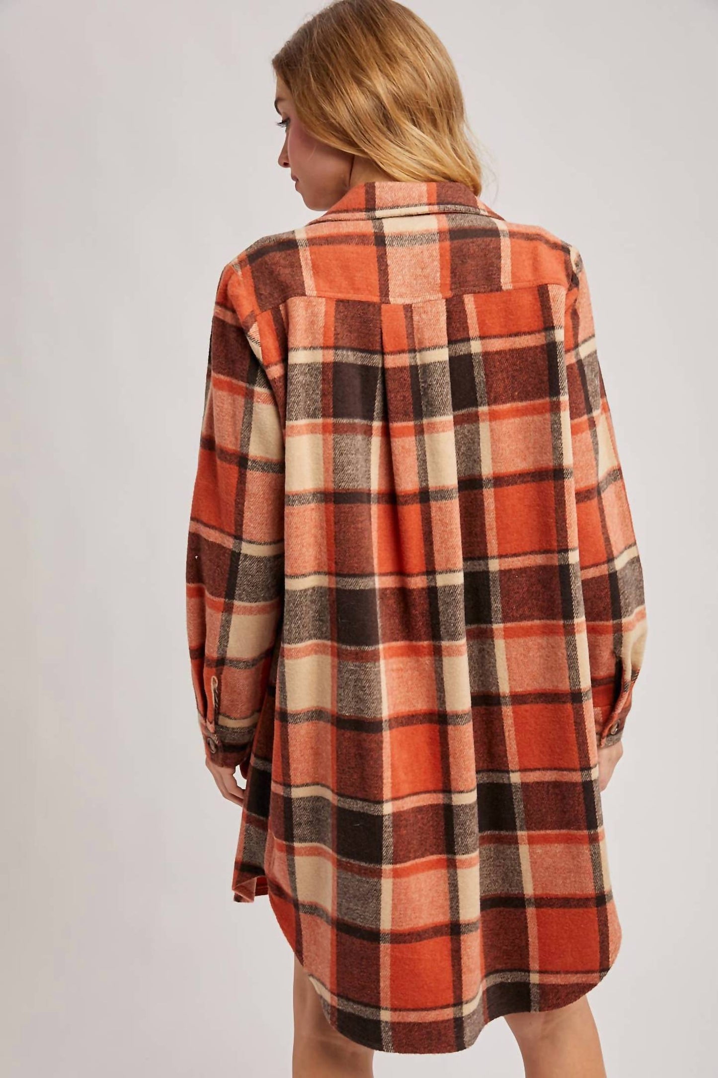 Bluivy - Women's Flannel Plaid Longline Shacket