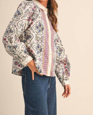 &Merci - Natalie Floral Border Print Button Up Top