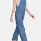 Zenana - Adjustable Strap Denim Looking Jumpsuit