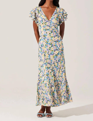 Astr - Celestine Floral Flutter Sleeve Dress