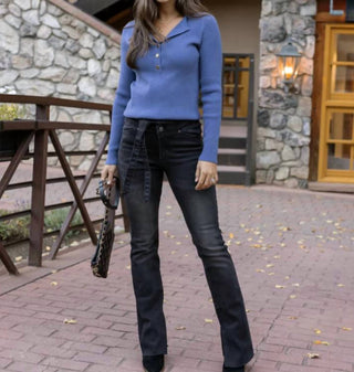 Grace & Lace - Ribbed Henley Sweater