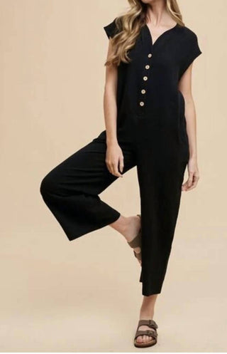 Anniewear - Cotton Gauze Button Down Jumpsuit