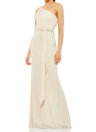 Ieena For Mac Duggal - Asymmetrical One Shoulder Knotted Waist Dress