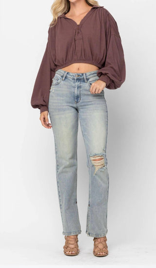 Judy Blue - Straight Leg Side Split Jeans