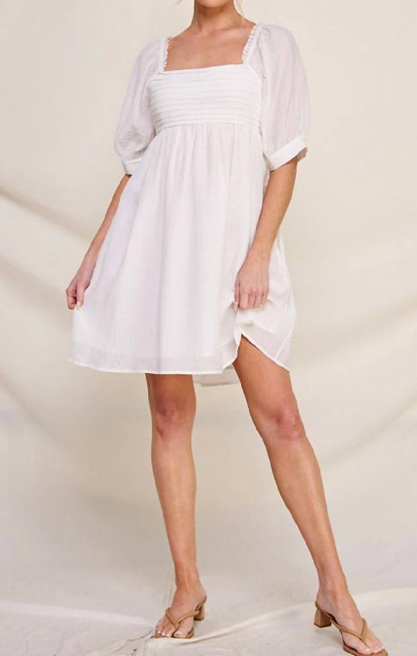 Allie Rose - Textured Puff Sleeve Babydoll Dress