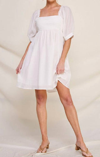 Allie Rose - Textured Puff Sleeve Babydoll Dress