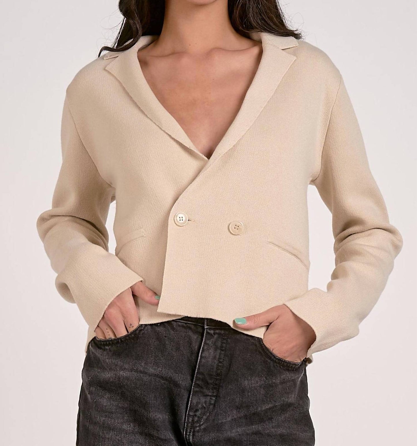 Elan - Rocky Cropped Knit Blazer