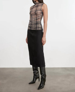 Enza Costa - Plaid Mesh Sleeveless Twist Top