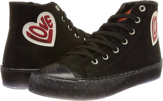 Love Moschino - Women's Canvas Heart Lace Up Hi Top Sneakers