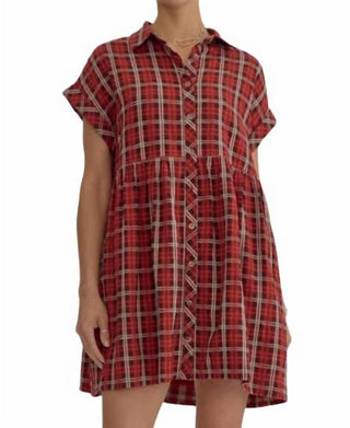 Entro - Plaid Button Down Mini Dress