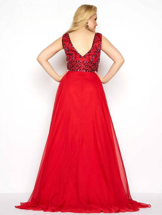 Mac Duggal - Beaded Bodice Chiffon Dress - Plus