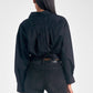 Elan - LONG SLEEVE BUTTON DOWN TWIST FRONT TOP