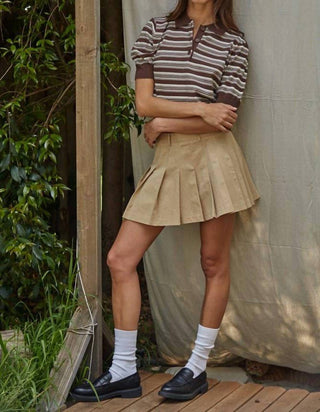 By Together - Knit Sweater Striped Half Button Up