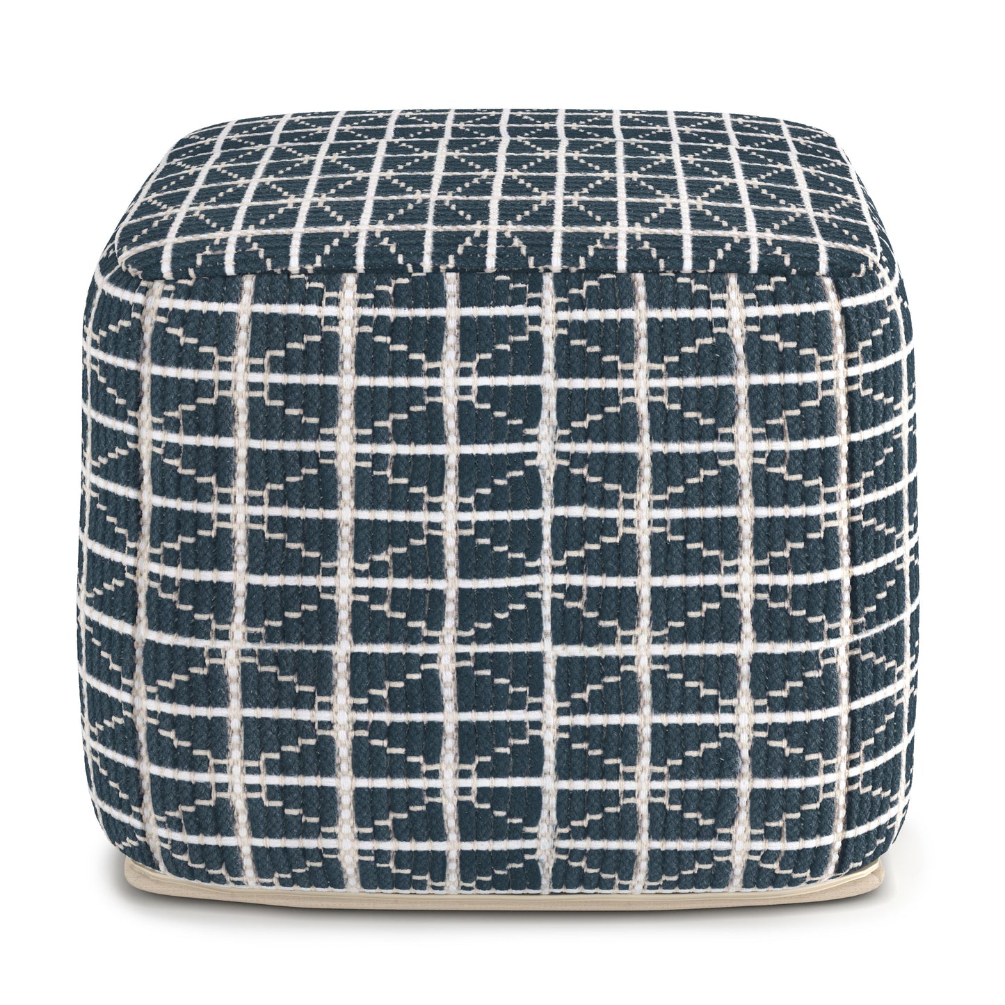 Noreen Square Pouf - Dark Blue / White